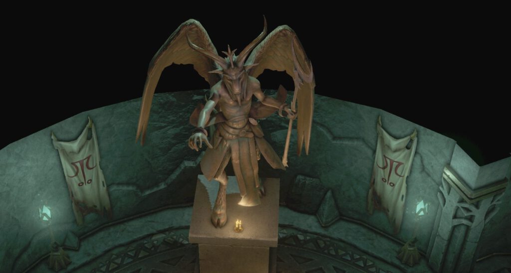 eine Darstellung des Minotauren-Dämonen-Lords Baphomet aus dem Spiel Pathfinder: Wrath of the Righteous.