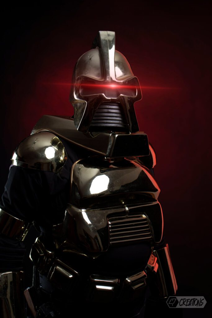 Der Cosplayer Holger Wagener als Cylon Centurion aus "Battlestar Galactica" "Kampfstern Galactica"